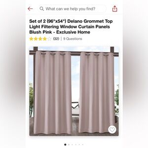 Target set of 2 Delano grommet top light filtering window panels